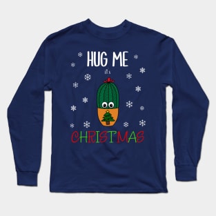 Hug Me It's Christmas - Cactus In Christmas Tree Pot Long Sleeve T-Shirt